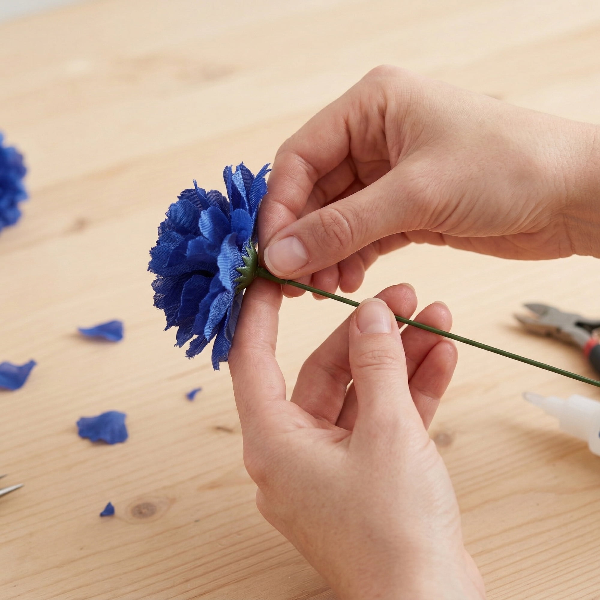 Unique Bargains Artificial Silk Carnation Bouquets with Detachable Heads Dark Blue 5.9 in