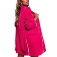 thumbnail image 5 of Seyurigaoka Women Velvet Professional Blazers Solid Color Elegant Long Sleeve One Button Business Dress Jacket Shacket Workwear, 5 of 6