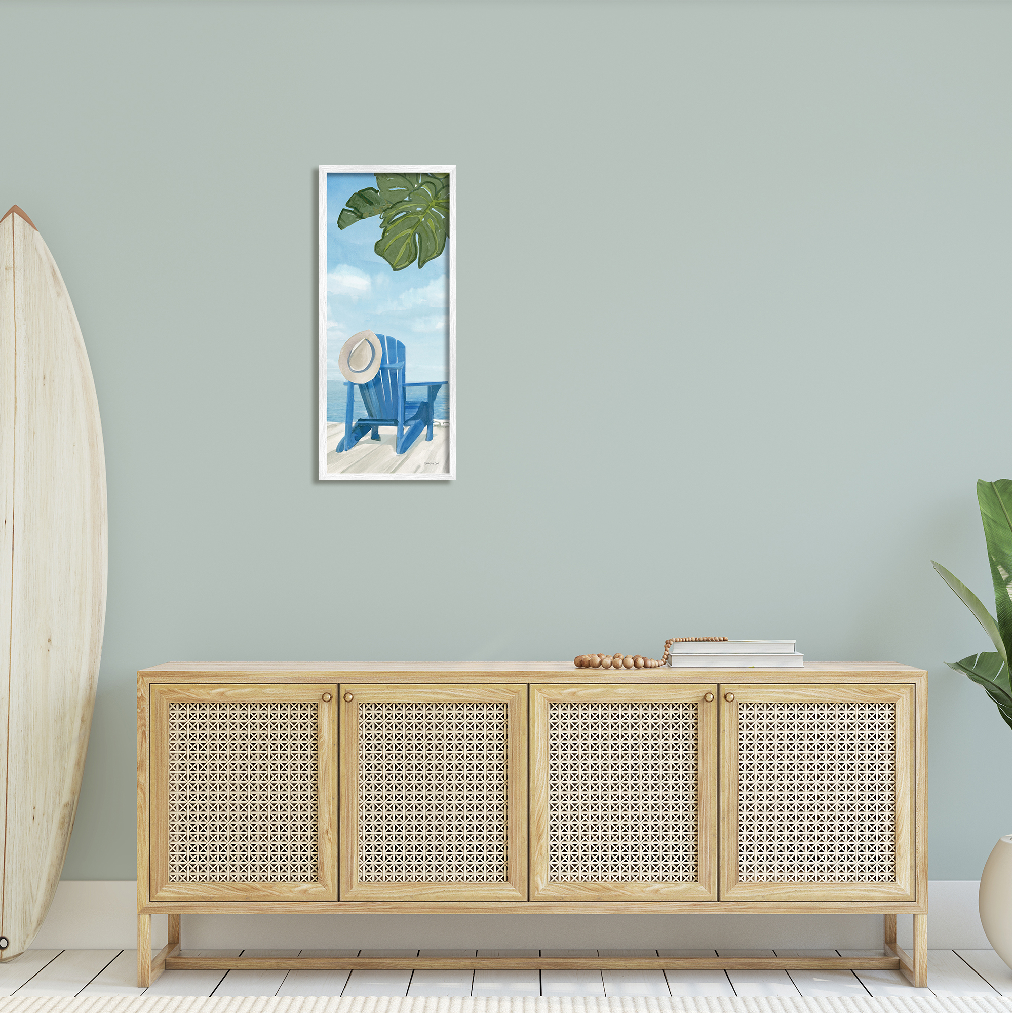 Stupell Industries Botanical Beach Chair Hat Ocean View Waterfront Botanicals, 13 x 30, Design by Stellar Design Studio