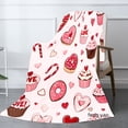 thumbnail image 2 of Amarainy Valentine Cupcake Donut Love Heart Pattern Flannel Throw Blanket For Winter Gift Home Sofa Bed Decoration 50x60 inch, 2 of 5