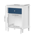 thumbnail image 3 of PAPROOS Nightstand with Drawer and Open Shelf, Small Bedside Table, Modern Night Stand End Table for Bedroom, Kids Room, Girls Room, Dorm, White+Navy, 3 of 9