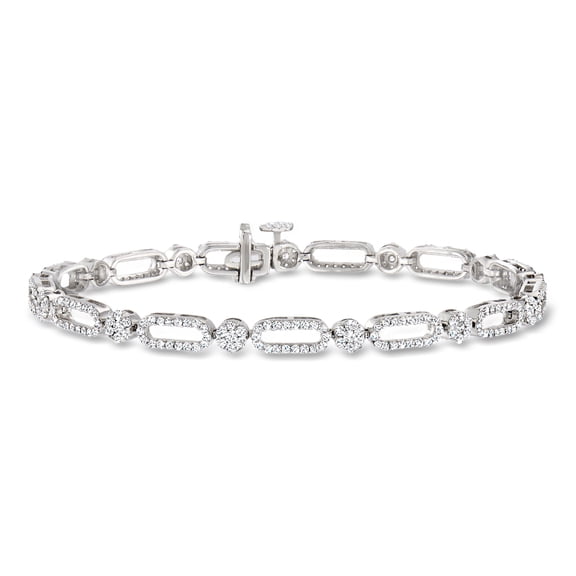 Ross-Simons 2.31 ct. t.w. Diamond Cluster Bracelet in 14kt White Gold, Women's, Adult