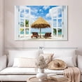 thumbnail image 2 of Elephant Stock Window To Paradise Beach Wall Art - Horizontal Canvas Wall Art - Living Room Wall Decor - Beach Canvas - White And Green Decor - 51" x 34", 2 of 8
