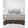 thumbnail image 2 of Quilts Full Size Bedding Set, Aqua Floral Lightweight Quilted Comforter, Modern Farmhouse Leaves Brown Striped Soft Reversible Bedspread Coverlet with Pillow Covers for All Season, 78" x 90", 2 of 7