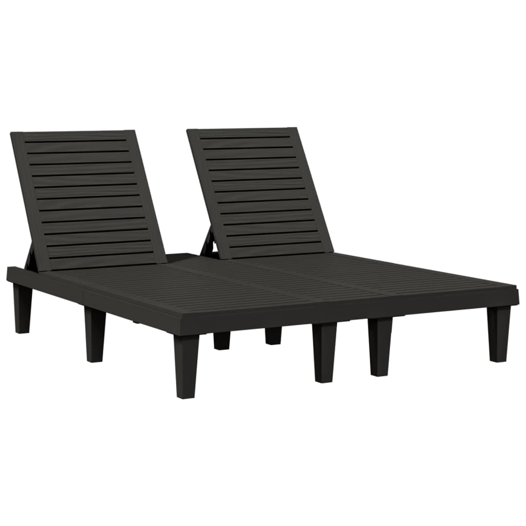 vidaXL Double Sun Lounger Black Polypropylene
