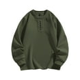 thumbnail image 4 of KeShDi Dress Shirts for Men Oversized Tshirts for Men Men's Solid Color Long Sleeved Round Neck Warm Fleece Pullover Sweatshirt Army Green 3X, 4 of 5