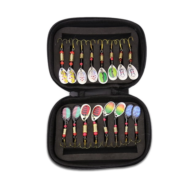 Wosthever Paquete de 16 señuelos de pesca artificiales, cuchara, anzuelos, anzuelos, Clip, pesca con caña, pescador, Wobblers de repuesto Pescar