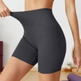 thumbnail image 2 of QATAINLAV Gray Womens High Waisted Ribbed Knit Biker Shorts 5" Tummy Control Workout Shorts for Yoga Running Gym S, 2 of 9