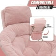thumbnail image 5 of CQAOE Folding Saucer Chair with Headrest for Adults, Faux Fur Moon Chair, Comfy Papasan Lounge Chair, Cozy Lazy Chair for Bedroom Dorm Living Room（Light Pink）, 5 of 9