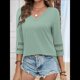 thumbnail image 5 of Blusas Elegantes e Informales de 3/4 para Mujer, Camisetas de Cuello en V A , Ropa de Verano 2025. Verde L, 5 of 7