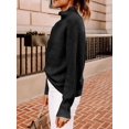 thumbnail image 5 of Womens Ribbed Mock Neck Batwing Sleeve Sweater Knitted Pullover Sweaters, 5 of 7