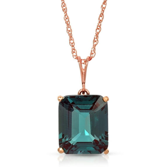 Galaxy Gold Size 14 inch 14K Solid Rose Gold Necklace With Lab. Grown Octagon Alexandrite Grade AAA