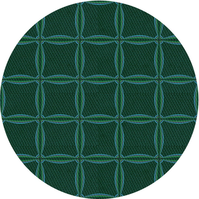 Ahgly Company Machine Washable Indoor Round Transitional Deep Teal Green Area Rugs, 5' Round