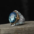 thumbnail image 2 of Roarsilver Azurite Stone Silver Man Ring-925k Silver Mens Ring-Handmade Mens Ring-Silver Rings for Men and Women-Natural Azurite Stone Ring | 14, 2 of 5