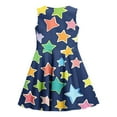 thumbnail image 6 of Girls Dresses Star Graphic Ruffle Sleeveless Dress Flutter Hem A-Line Swing Pleated Tiered Beach Dress Casual Party Dress 4-13 Years, 6 of 6