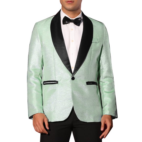 INSPIRE CHIC Blazers para Hombre con Solapa Metálica y Un Botón, Estilo de Fiesta, Brillantes, Color Verde