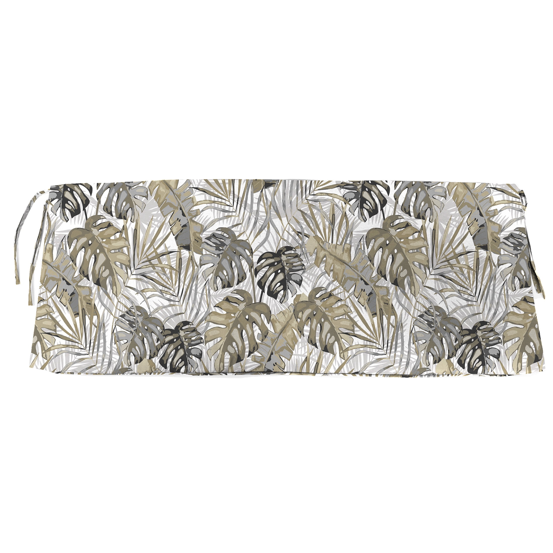 Jordan Manufacturing 45" x 17" Bryan Walnut Beige Leaves Rectangular Outdoor Settee Swing Bench Cushion with Ties and Welt