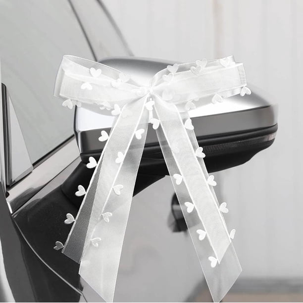 10 Lazos De Encaje Corazón Blancos Para Boda - Moños Y Cintas De Navidad DOKRIN, Decoración Coche Y Regalos