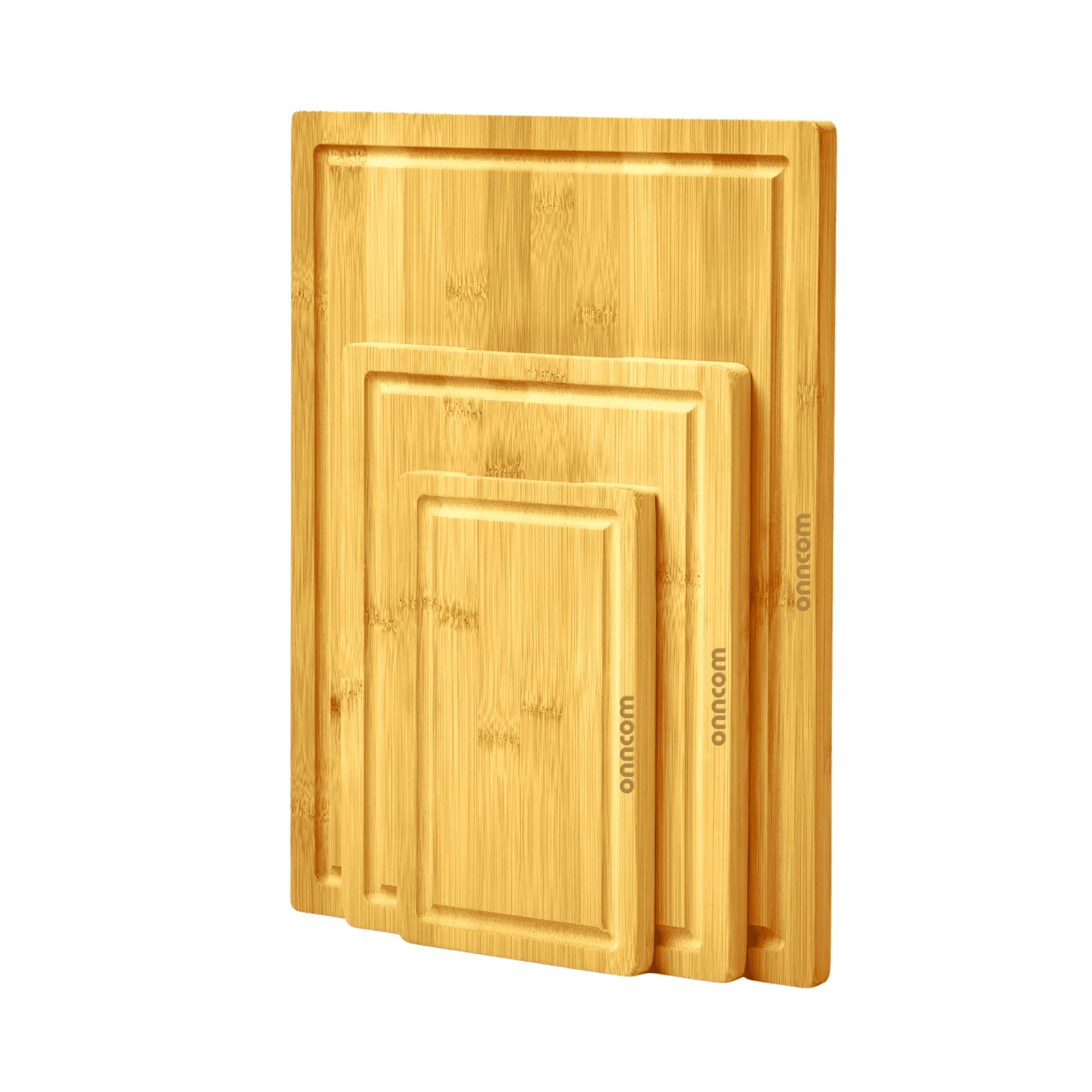 onncom Set of 3 Bamboo Wooden Cutting Boards for Kitchen Meal Prep & Serving- Kitchen Gadgets Gift