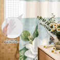 thumbnail image 2 of No Hook Shower Curtain, Botanical Flowers Waterproof Fabric Shower Curtains for Bathroom, Country Magnolia Leaves Branches Long Bathroom Curtain with Mesh Top Window for Home Hotel Bathtub 72"x84", 2 of 9