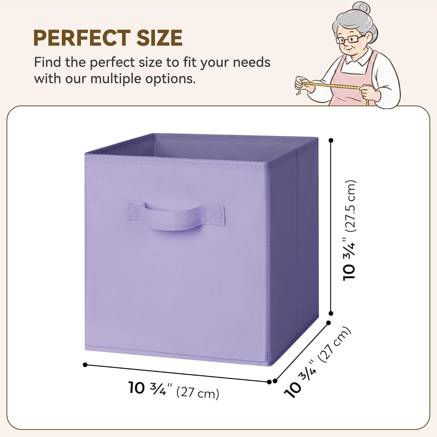 GRANNY SAYS Cube Storage Bins, 11 Inch Foldable Fabric Storage Baskets for Organizing, Dual Handle Organizer Bins, 6-Pack, Purple Gradient