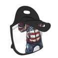 thumbnail image 2 of Pofeuu Patriotic Boxing Bear Art Print Neoprene Lunch box Insulated Soft Bag Mini Cooler Thermal Meal Tote Kit for Boys, Girls,Men,Women,School,Work, Office,Black, 2 of 7