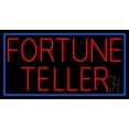 thumbnail image 1 of Red Fortune Teller Blue Border LED Neon Sign 20" Tall x 37" Wide - inches Black Square Cut Acrylic Backing, with Dimmer - Bright and Premium built indoor LED Neon Sign for Storefront., 1 of 7