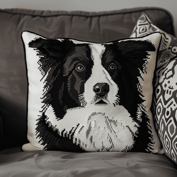 Dog Cross Stitch Pillow Kit , 45X45cm , Needlepoint Craft Set Handmade Craft for Sofa Home Decor (11 Count)