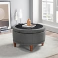 thumbnail image 3 of Alloway Storage Ottoman in Charcoal Fabric with Antique Bronze Nailheads, 3 of 8