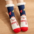 thumbnail image 2 of Socks for Women Christmas Winter Warm Fluffy Cute Long Socks Funny Xmas Gift Holiday Cozy Soft Merry Christmas Christmas Socks Dark Blue One Size, 2 of 4