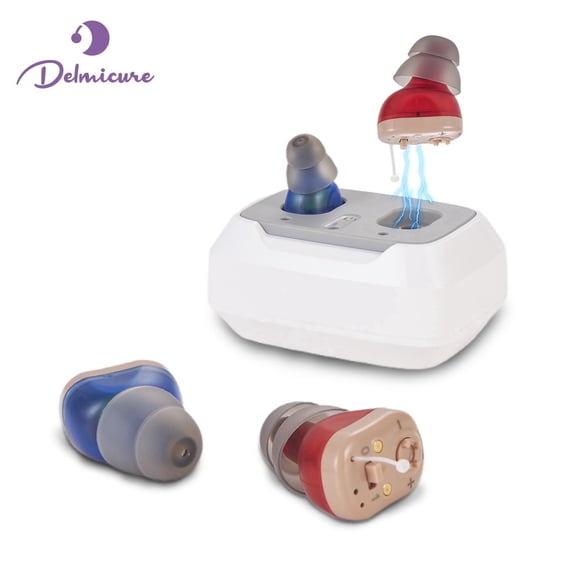 Delmicure Hearing Aids for Seniors, 8-Level Volume Memory, Digital, Rechargeable, Noise Cancelling, VHP-1631