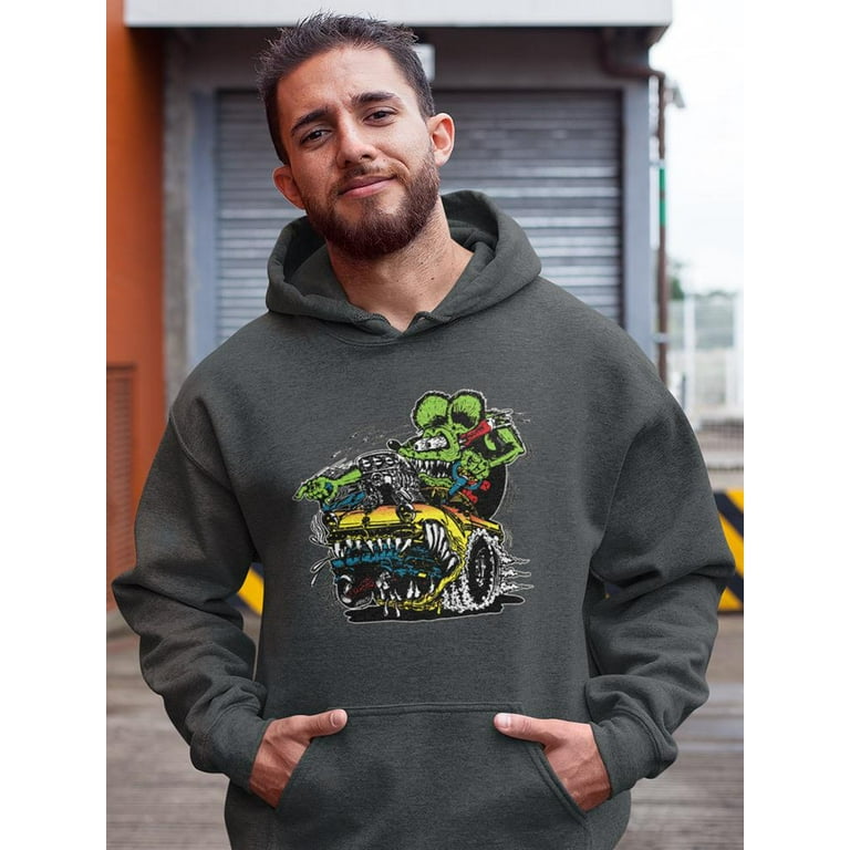Rat Fink Yellow Hot Rod Devourer Hoodie Men's -T-Line Designs - Walmart.com