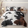 thumbnail image 2 of Erosebridal Cowhide Hide Quilt King,Rustic Farm Animal King Coverlet Set For Boys,3pcs, 2 of 7