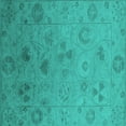 thumbnail image 1 of Ahgly Company Machine Washable Indoor Square Oriental Turquoise Blue Industrial Area Rugs, 5' Square, 1 of 4