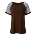 thumbnail image 3 of Teissuly Fashion Women's Summer Round Neck Colorblock Short Sleeve Pullover T-Shirt, 3 of 7