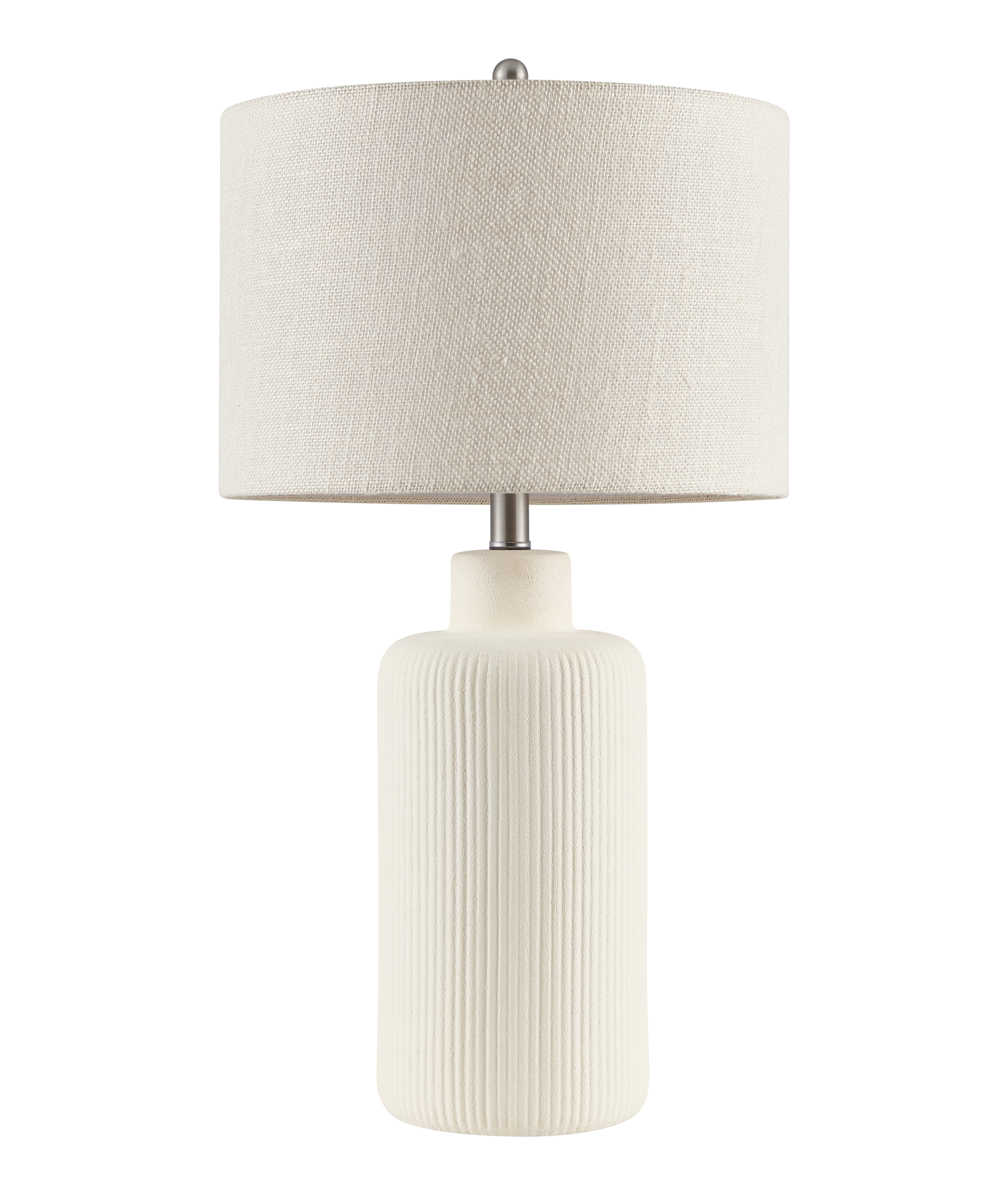 Kyrid 25.25'' Cream Ceramic Table Lamp for Living Room with Beige Linen Shade