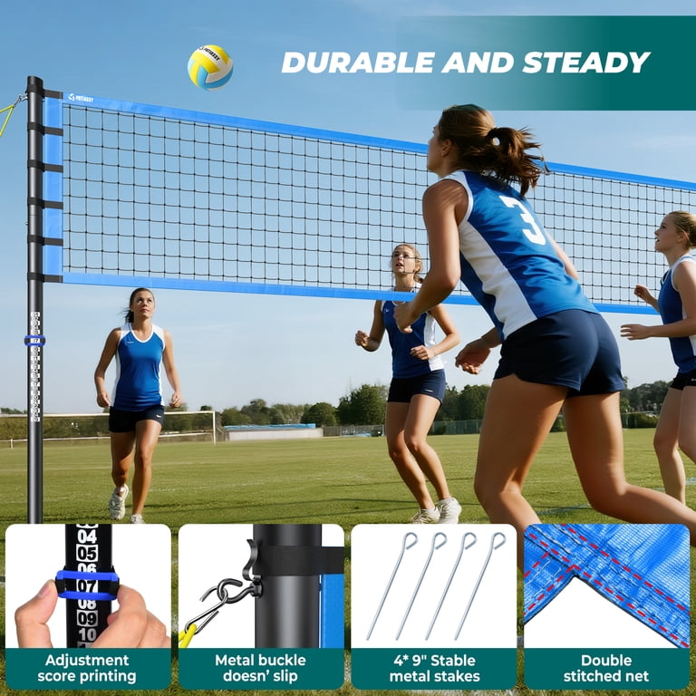 Patiassy 32FT Outdoor Volleyball Net Set, Adjustable Height Steel