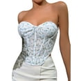 thumbnail image 4 of Caoirhny Women Tube Top, Strapless Backless Tie-up Flower Print Vest Summer Corset Waist Shaper, 4 of 7