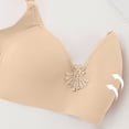 thumbnail image 4 of Feancey Women's Wireless Bras Molded Cups Everyday Brassiere Adjustable Straps Casual No Underwire Bra Solid Color Daily Underwear Beige L, 4 of 8