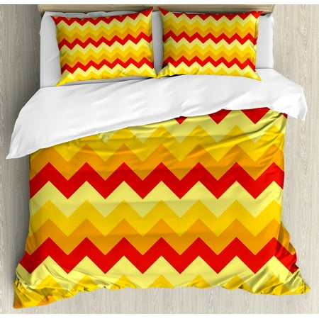 Yellow Chevron King Size Duvet Cover Set Arrows Geometric Design