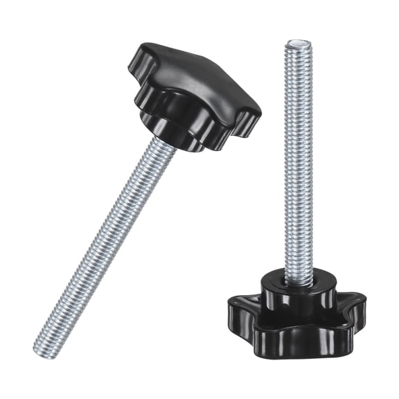 Uxcell 2-Pack Star Clamping Knobs, M8x70mm Male Thread Hand Tightening Screw Machine Handle Replacement [39mm, Black]