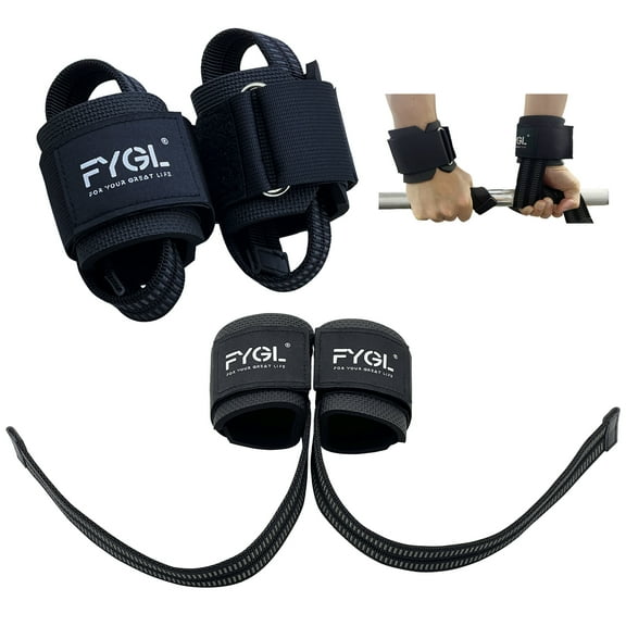 FYGL Weight-Lifting-Straps - Neoprene Padded Wrist Support with Nylon Dura Grip, Wrist Wraps for Weightlifting, Powerlifting, Deadlift & Strength Training, Black
