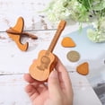 thumbnail image 3 of 1 Set Guitar Shaped Wood Guitar Pick Box Holder Collector with Magnetic Clasps Dark Orange 6.5x4.5x11cm, 3 of 7
