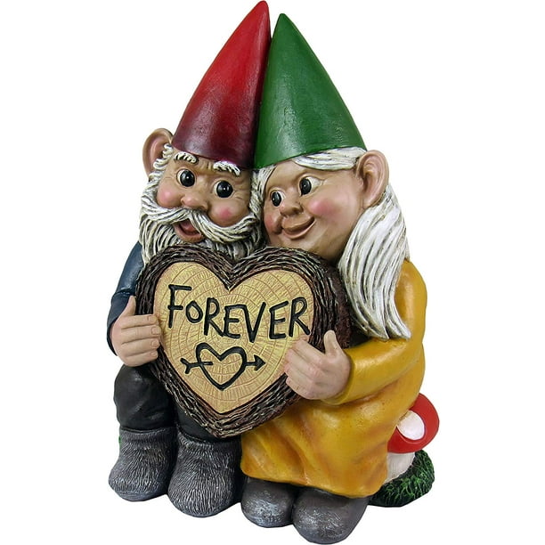 Dwk  gnome  forever gnome couple in love with heartshaped figurine Dwk  gnome  forever gnome couple in love with heartshaped figurine