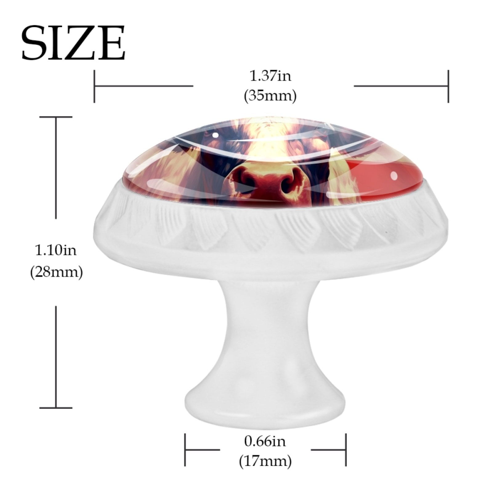 4 Pcs Cow American Flag Knobs for Kitchen Cabinet Cupboard Dresser Bookcase Drawer Pulls Handles Round Home Decor