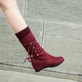 thumbnail image 4 of Fesfesfes Fuzzy Boots for Women Suede Mid-boots With Inner Raised Round Ethnic Style Wool Barrel US:7.5(40), 4 of 6