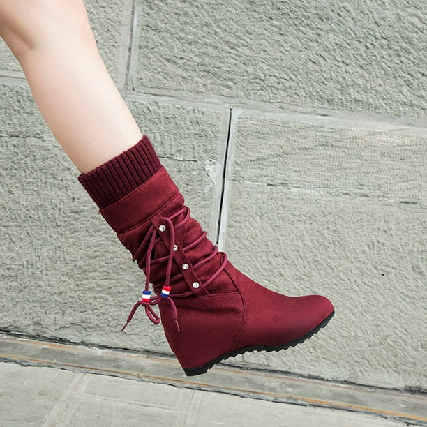 Bottes daim rouge outlet femme