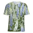 thumbnail image 5 of Floral Colorful Flower Womens Tops Women's Fashion Casual Short Sleeve Flower Print Round Neck Pullover Top Blouse, 5 of 6