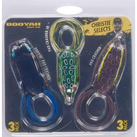 BOOYAH 3 Pack Fishing Lure Hollow Body Frog Assorted