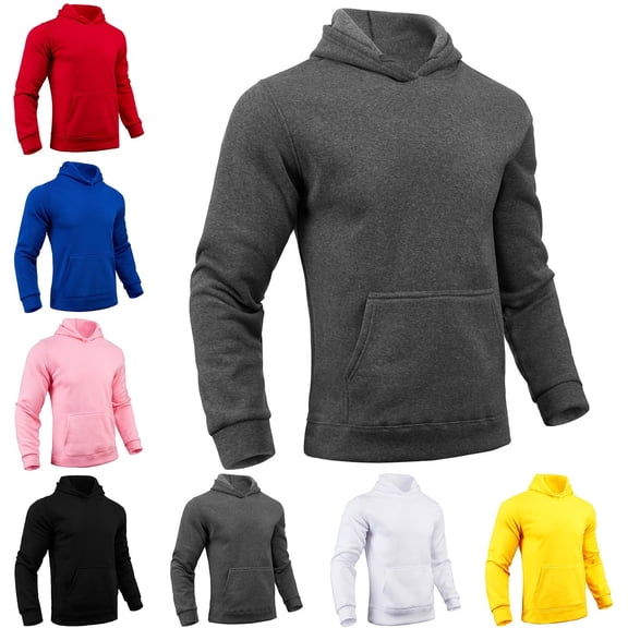 Zysthvn Hoodies for Men Long Sleeve Workout Athletic Fall Pullover Sweatshirts for Men Solid with Pockets